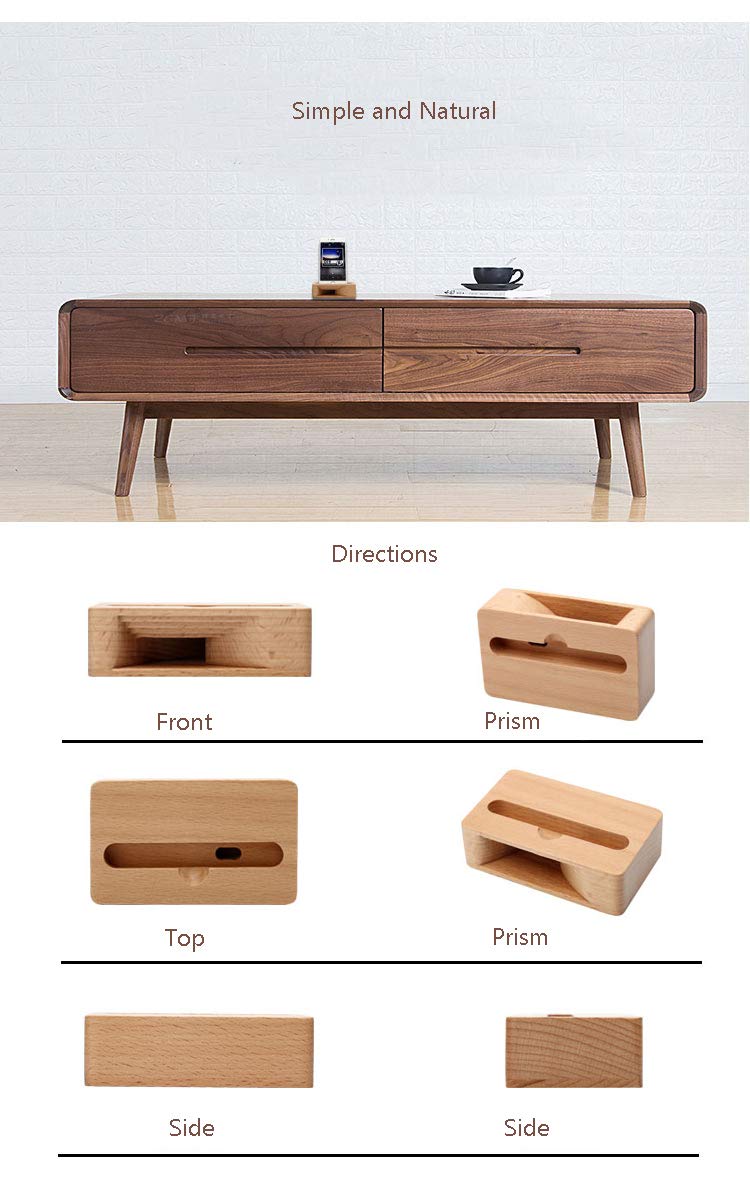 UnnFiko Wooden Sound Amplifier Stand Holder for iPhone, Natural Loudspeaker Mini Megaphone Cell Phone Stand (Square) - Image 3